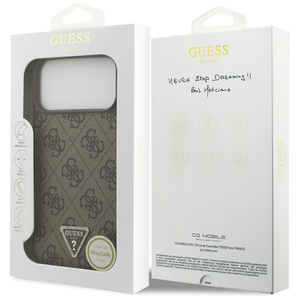 Guess 4G Triangle Logo MagSafe -kuori  iPhone 17 Pro Max/18 Pro Max:lle - Ruskea