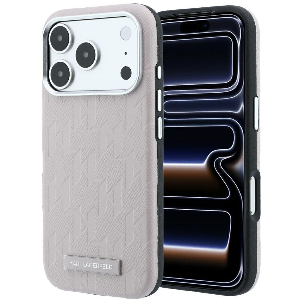 Karl Lagerfeld Mono Resin Logo MagSafe -kuori  iPhone 17 Pro/18 Pro:lle - Vaaleanpunainen