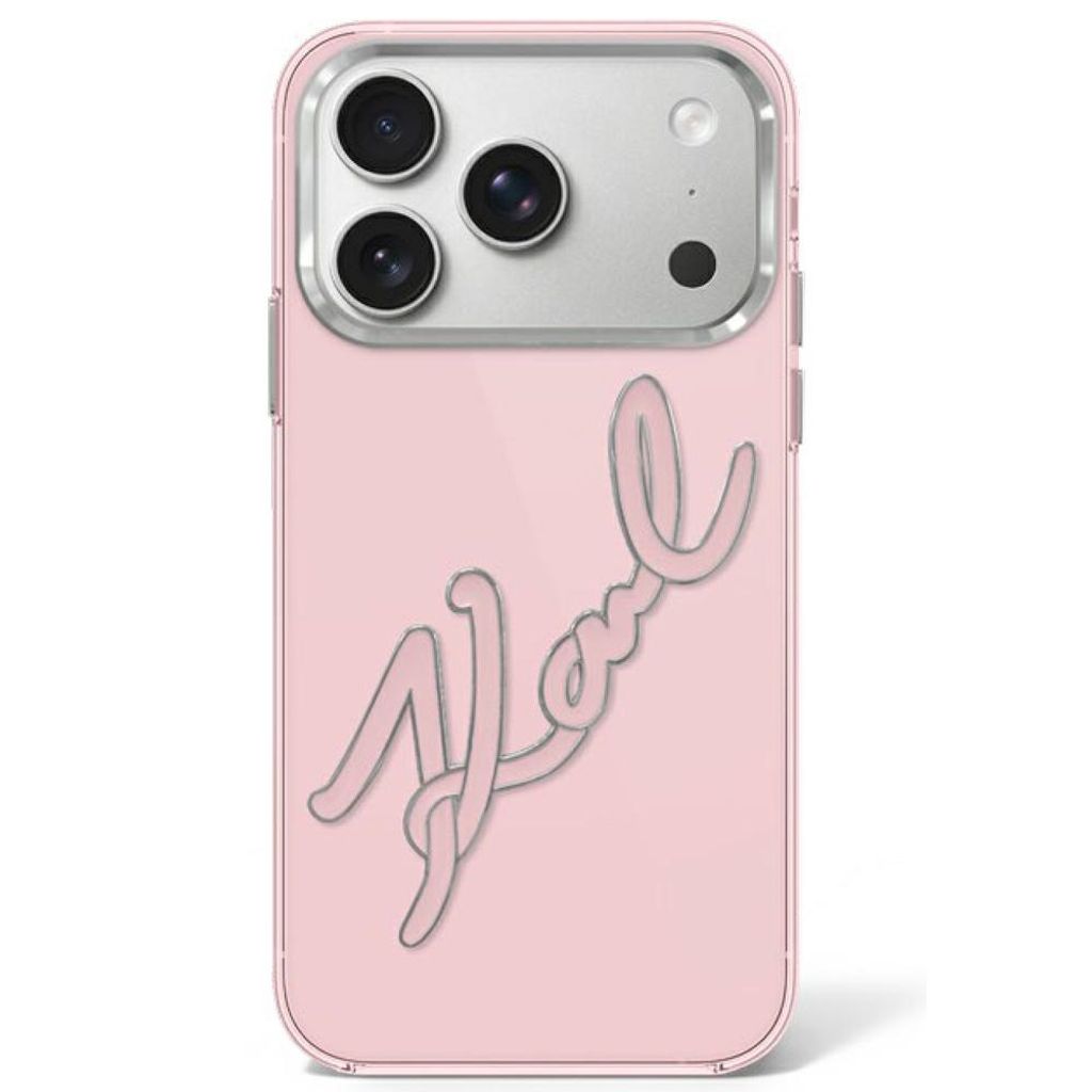 Karl Lagerfeld Big Signature Deksel til iPhone 17 Pro/18 Pro - Rosa
