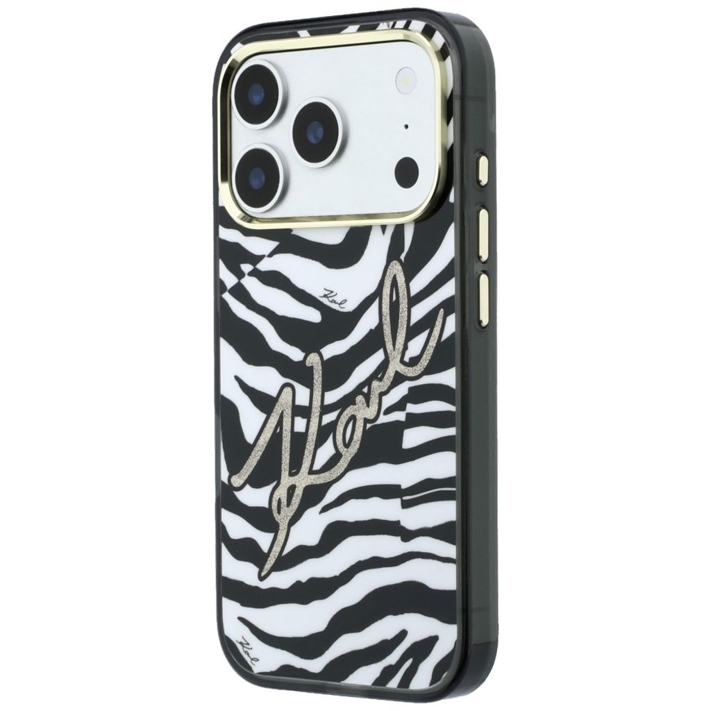 Karl Lagerfeld Signature Zebra Glitter MagSafe -kuori iPhone 17 Pro/18 Pro:lle - Kulta