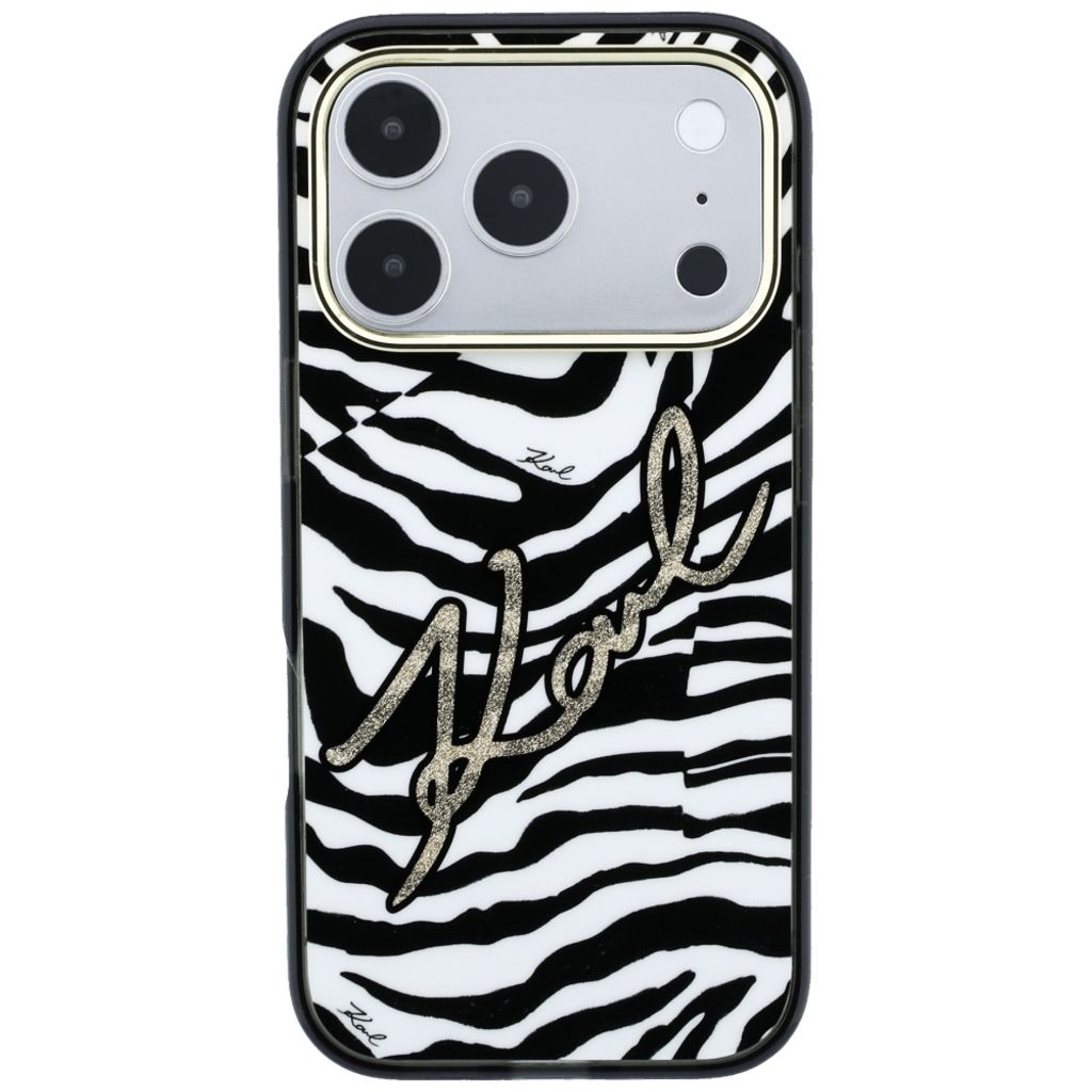 Karl Lagerfeld Signature Zebra Glitter MagSafe -kuori iPhone 17 Pro/18 Pro:lle - Kulta