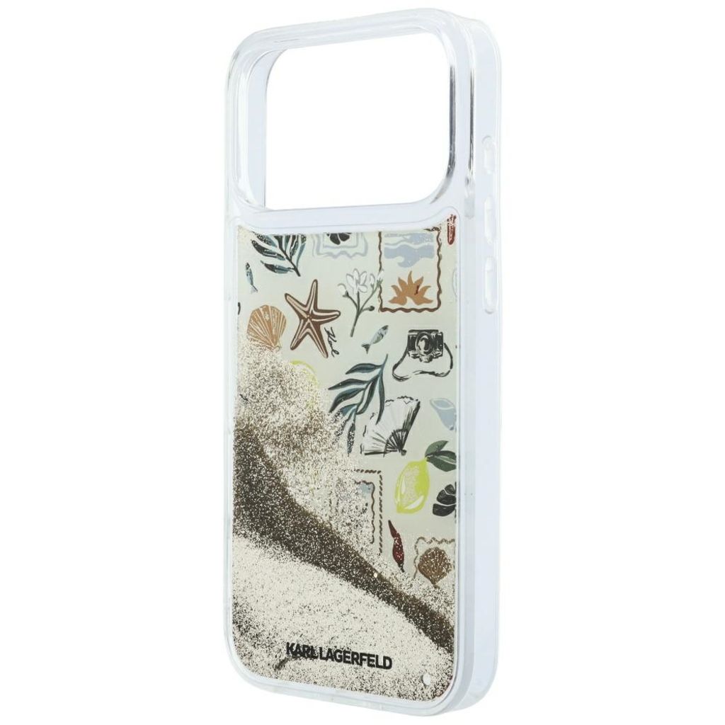 Karl Lagerfeld Liquid Glitter Beach & Sand -kuori iPhone 17 Pro Max/18 Pro Max:lle - Beige