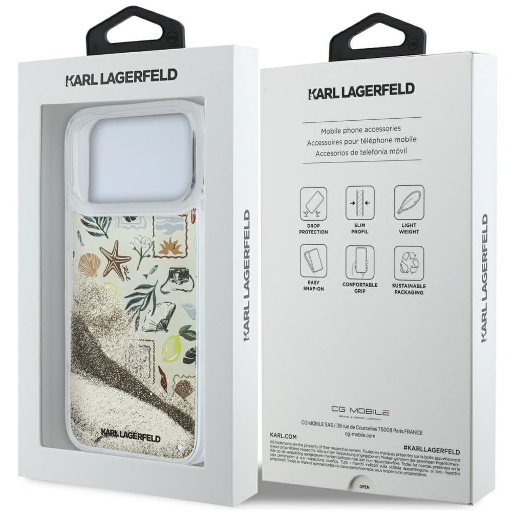 Karl Lagerfeld Liquid Glitter Beach & Sand -kuori iPhone 17 Pro Max/18 Pro Max:lle - Beige