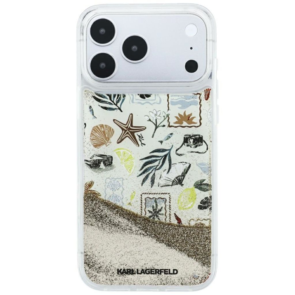 Karl Lagerfeld Liquid Glitter Beach & Sand -kuori iPhone 17 Pro Max/18 Pro Max:lle - Beige