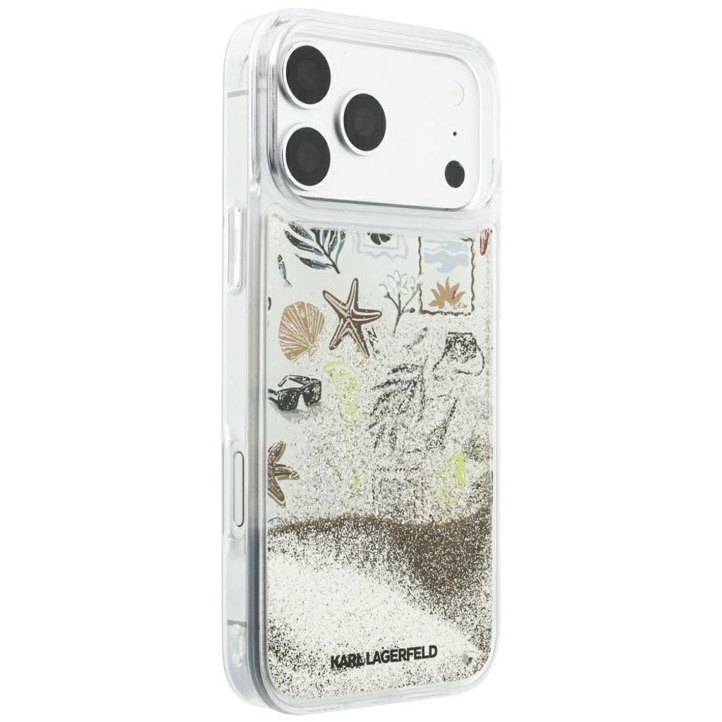 Karl Lagerfeld Liquid Glitter Beach & Sand -kuori iPhone 17 Pro Max/18 Pro Max:lle - Beige