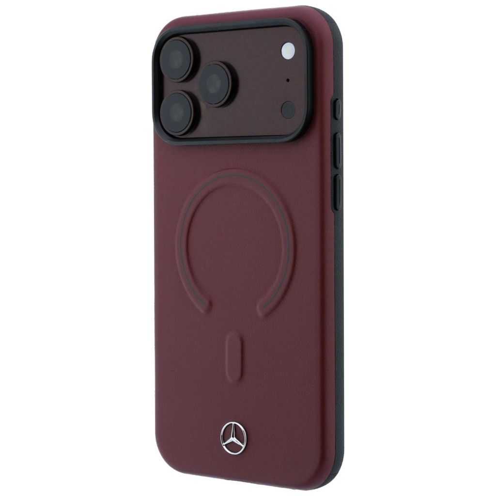 Mercedes Leather 3D MagSafe -kuori iPhone 18 Pro/17 Pro:lle - Burgundi