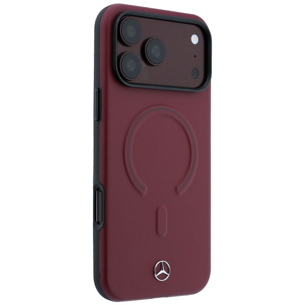 Mercedes Leather 3D MagSafe -kuori iPhone 18 Pro/17 Pro:lle - Burgundi