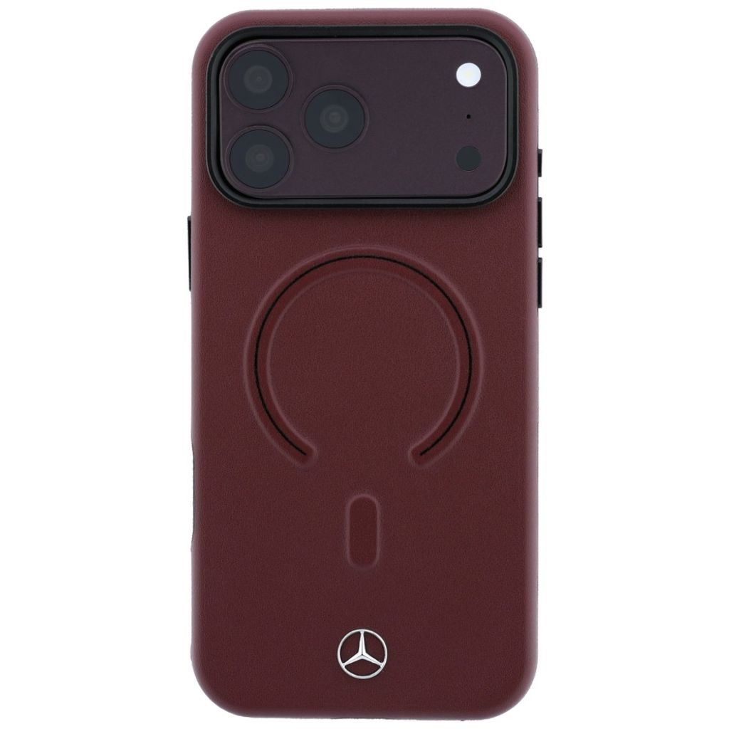 Mercedes Leather 3D MagSafe -kuori iPhone 18 Pro/17 Pro:lle - Burgundi
