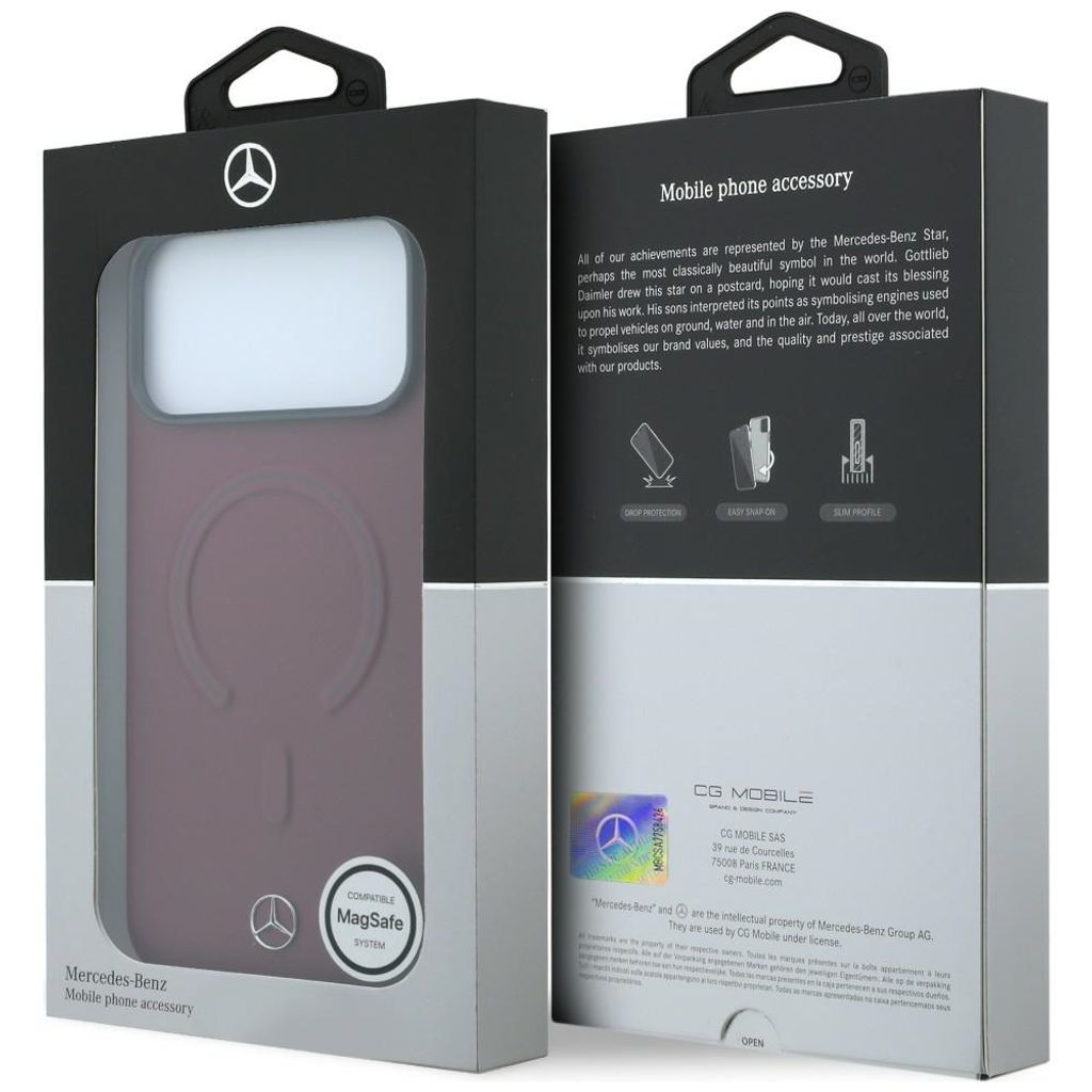 Mercedes Leather 3D MagSafe -kuori iPhone 18 Pro/17 Pro:lle - Burgundi