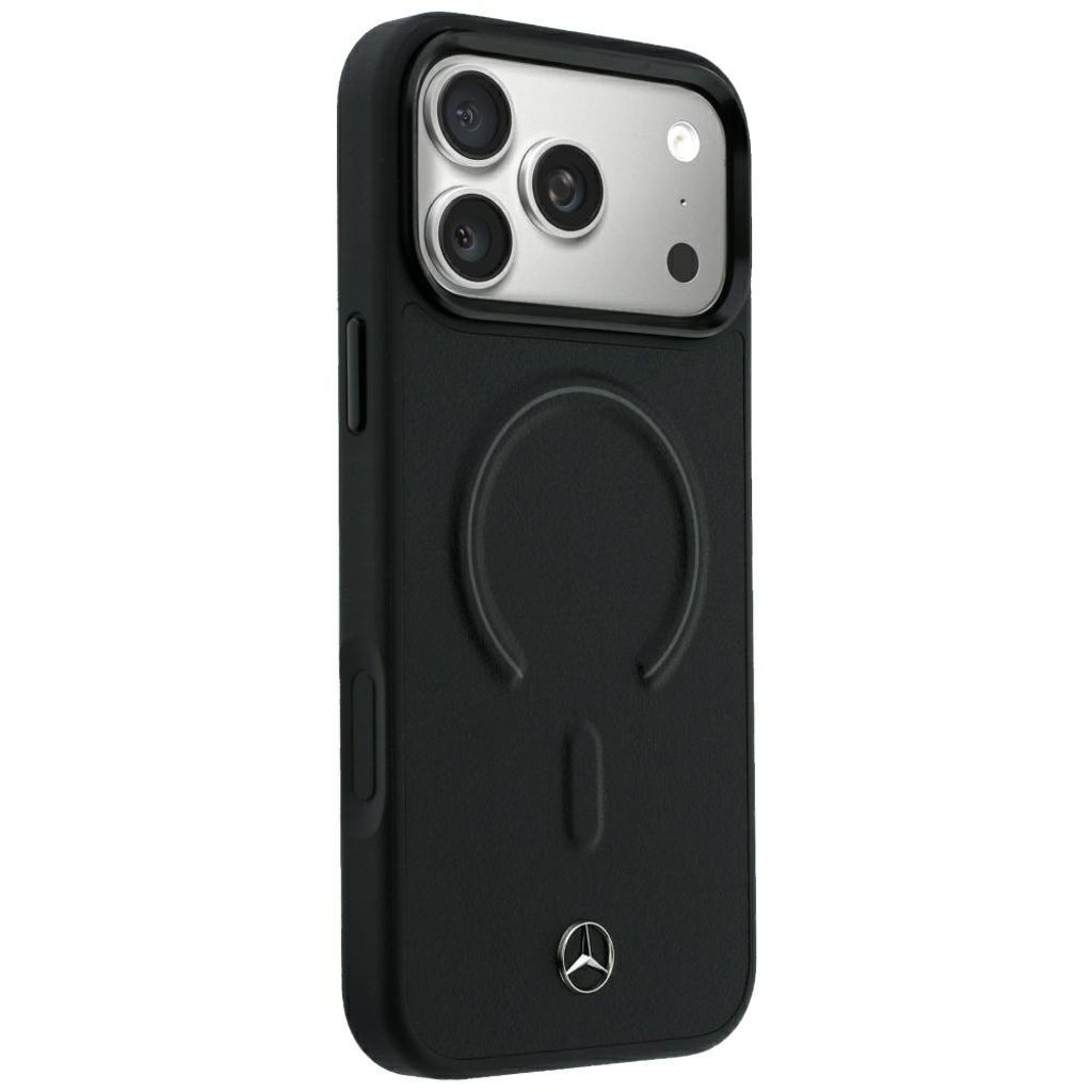 Mercedes Leather 3D MagSafe -kuori  iPhone 18 Pro Max/17 Pro Max:lle - Musta