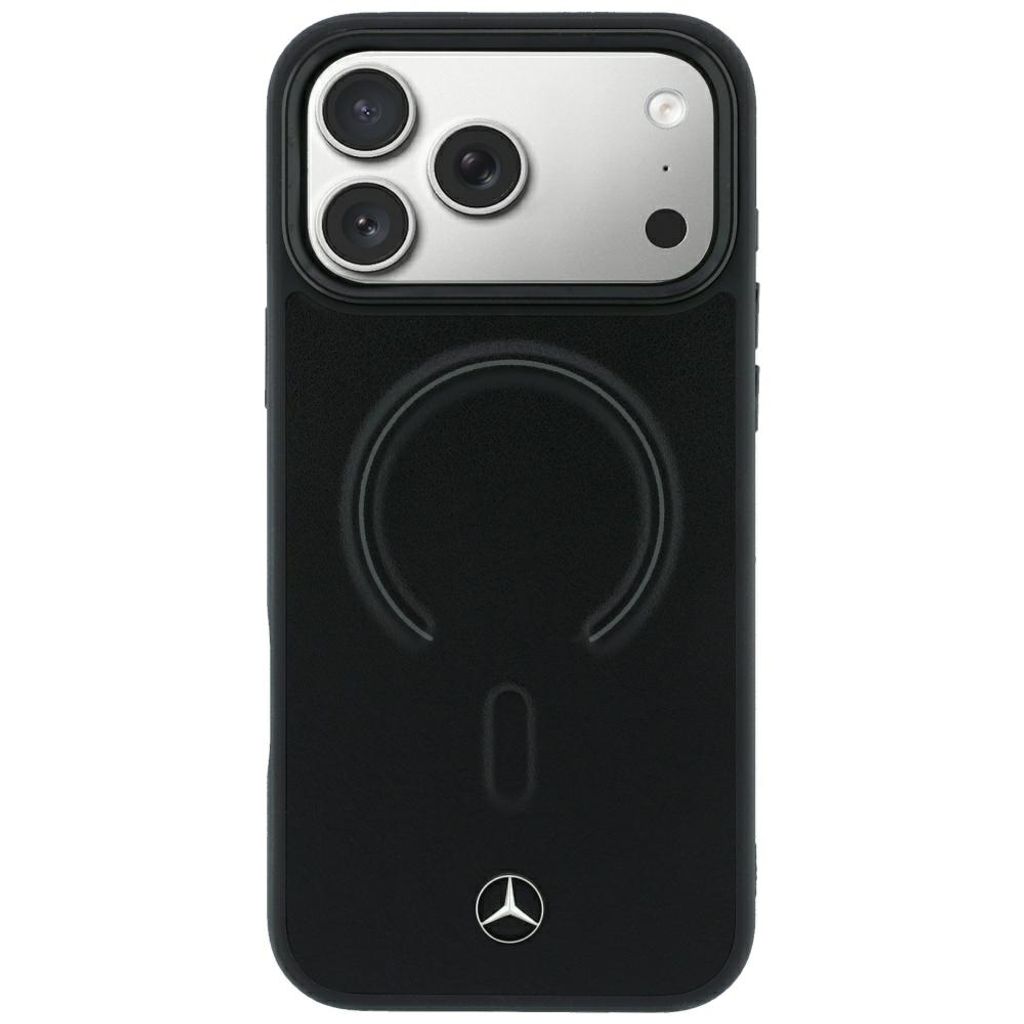 Mercedes Leather 3D MagSafe -kuori  iPhone 18 Pro Max/17 Pro Max:lle - Musta