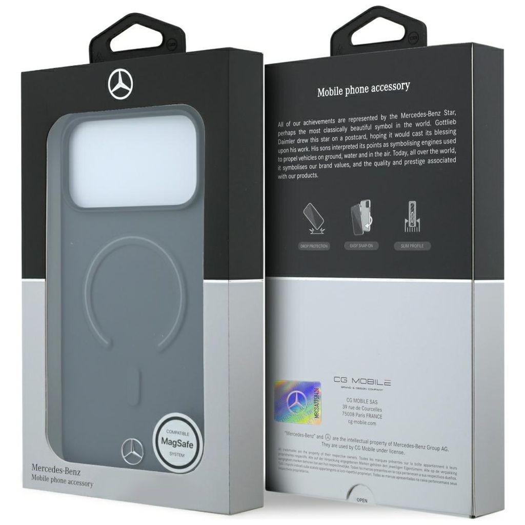 Mercedes Leather 3D MagSafe -kuori iPhone 18 Pro/17 Pro:lle - Antrasiitti