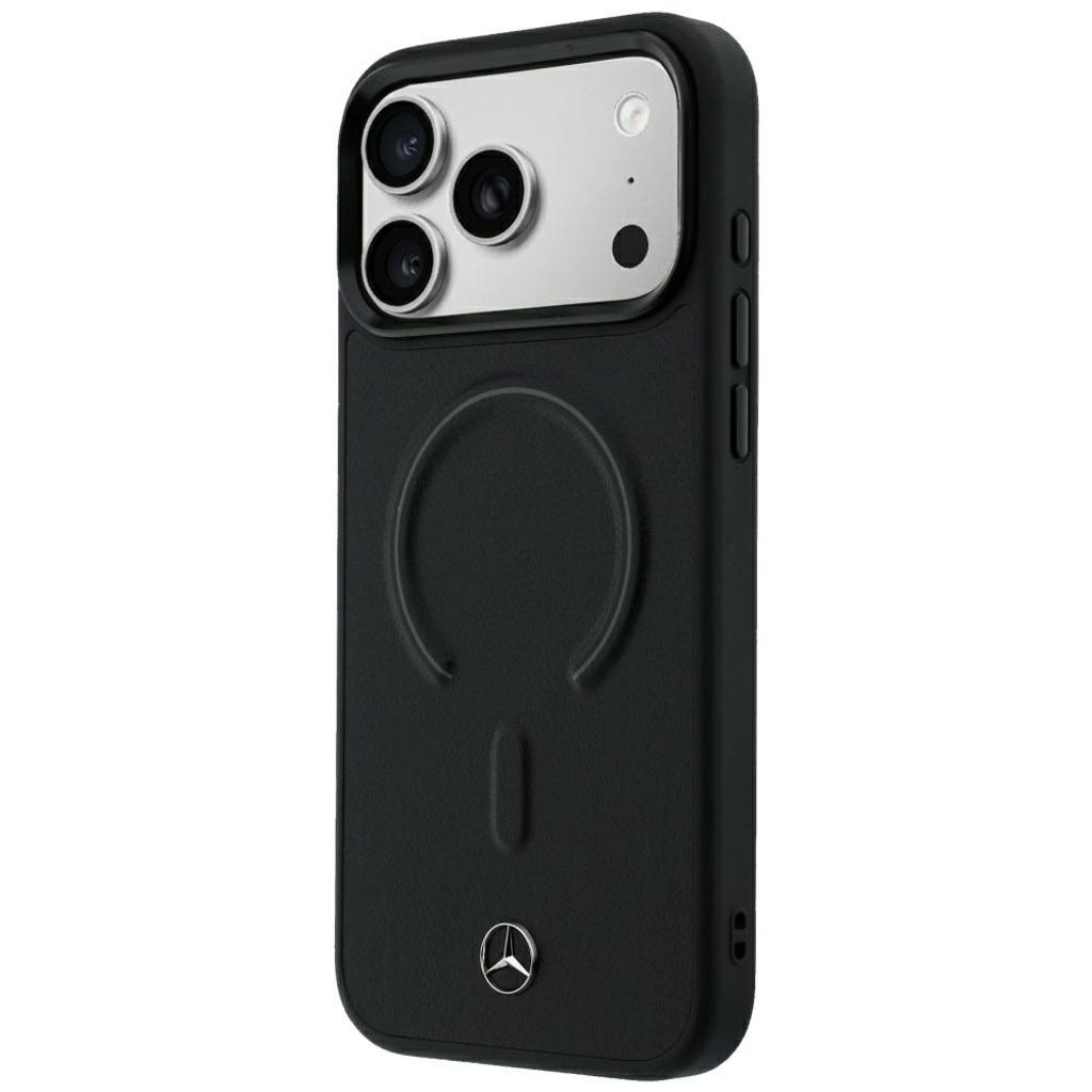 Mercedes Leather 3D MagSafe -kuori  iPhone 18 Pro/17 Pro:lle - Musta