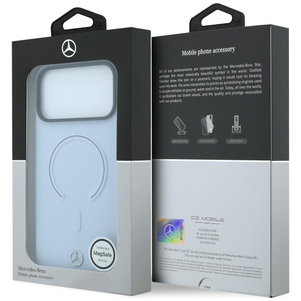 Mercedes Leather 3D MagSafe -kuori iPhone 18 Pro/17 Pro:lle - Sininen