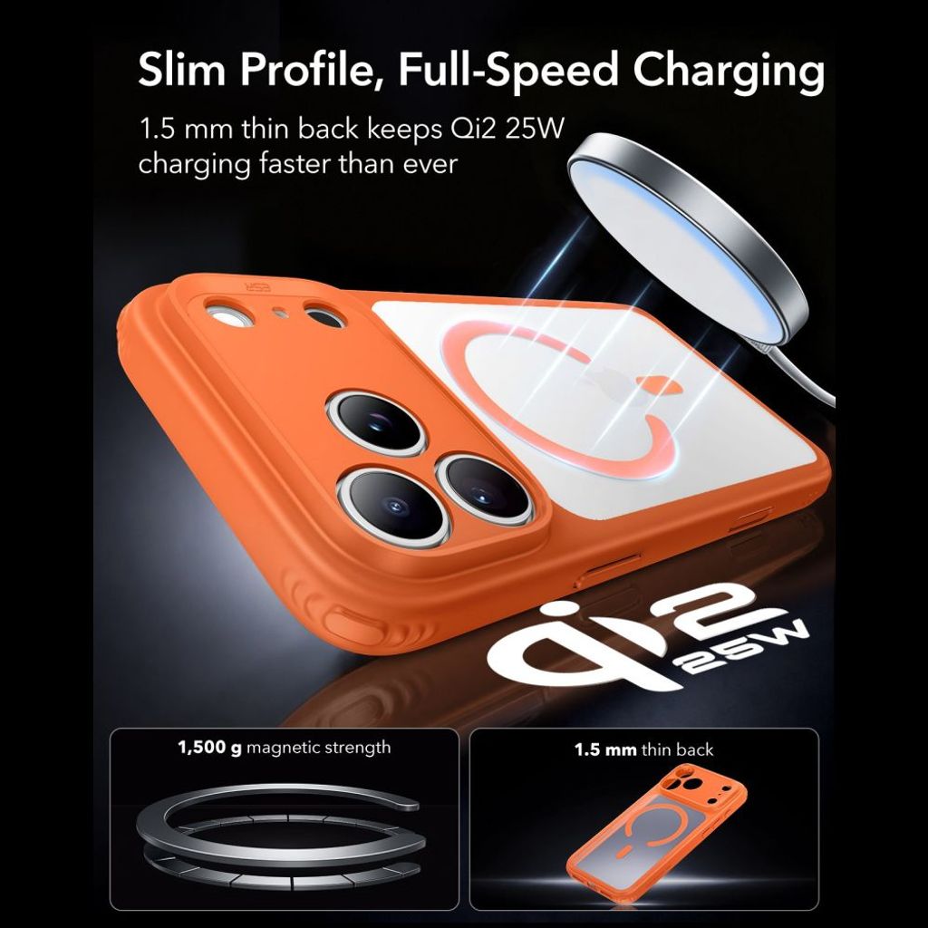 ESR Classic Hybrid MagSafe -kuori till iPhone 18 Pro/17 Pro - Oranssi