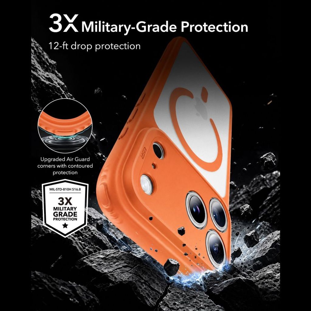 ESR Classic Hybrid MagSafe -kuori till iPhone 18 Pro/17 Pro - Oranssi