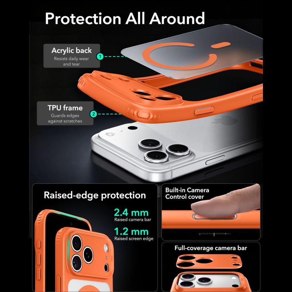 ESR Classic Hybrid MagSafe -kuori till iPhone 18 Pro/17 Pro - Oranssi