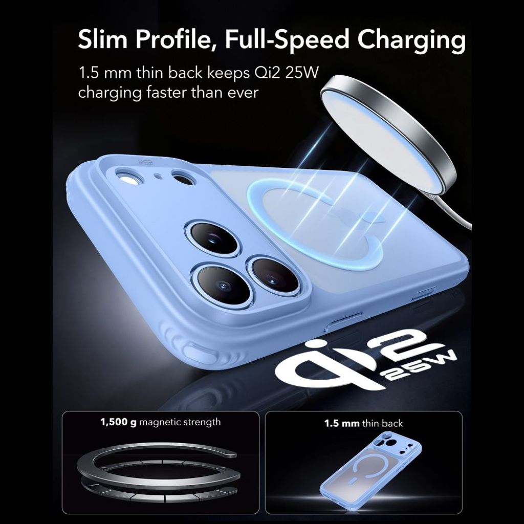 ESR Classic Hybrid MagSafe -kuori till iPhone 18 Pro Max/17 Pro Max - Vaaleansininen