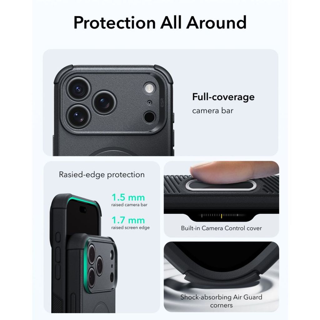 ESR Cyber Tough MagSafe -kuori till iPhone 18 Pro Max/17 Pro Max - Musta