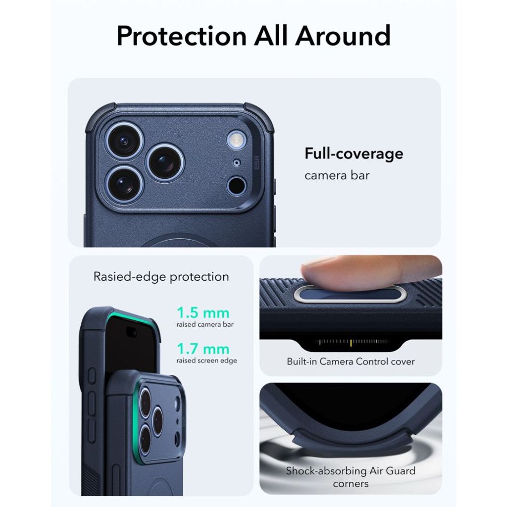 ESR Cyber Tough MagSafe -kuori till iPhone 18 Pro Max/17 Pro Max - Sininen