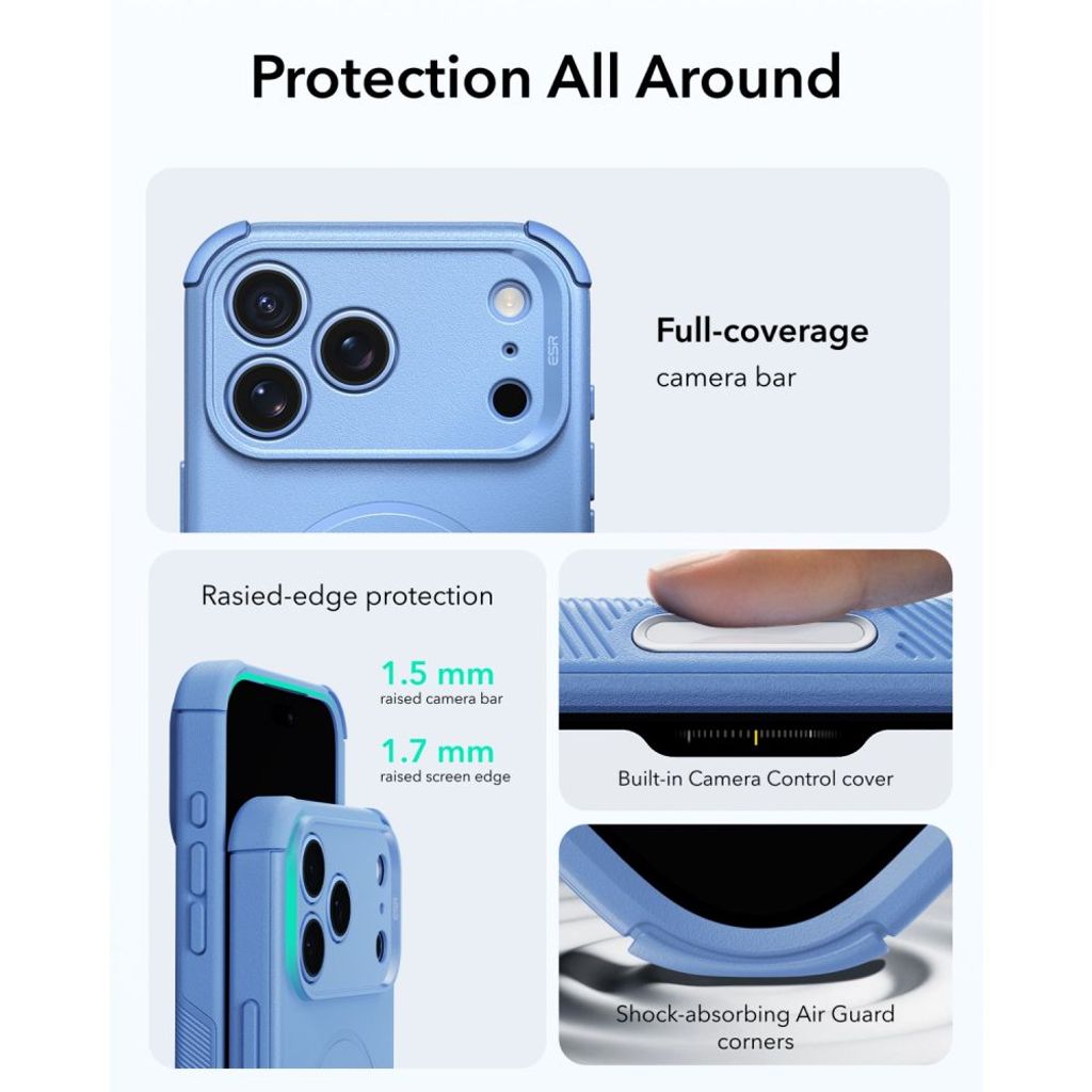 ESR Cyber Tough MagSafe -kuori till iPhone 18 Pro Max/17 Pro Max - Vaaleansininen
