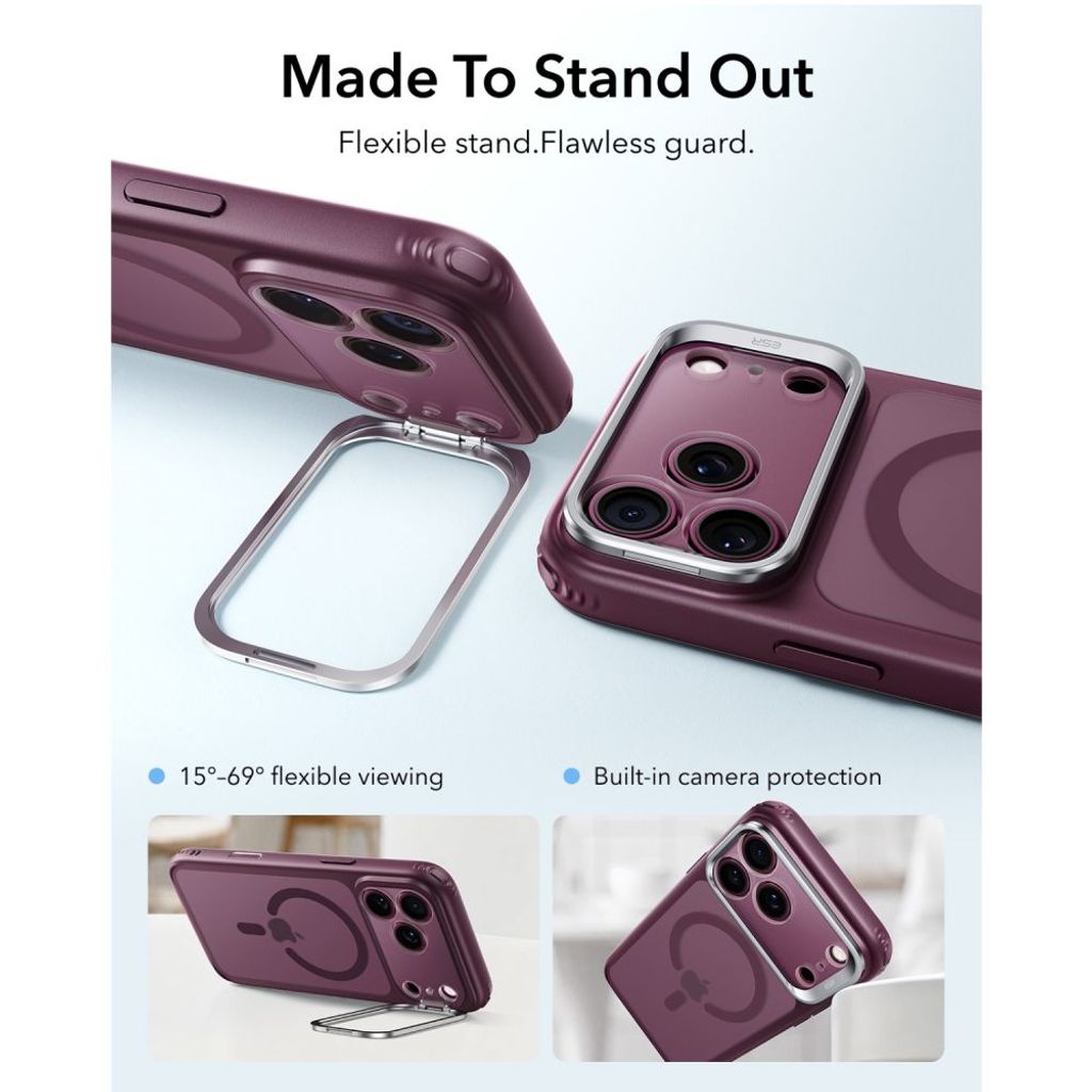 ESR Classic Hybrid Kickstand MagSafe Cover till iPhone 18 Pro/17 Pro - Dark Cherry
