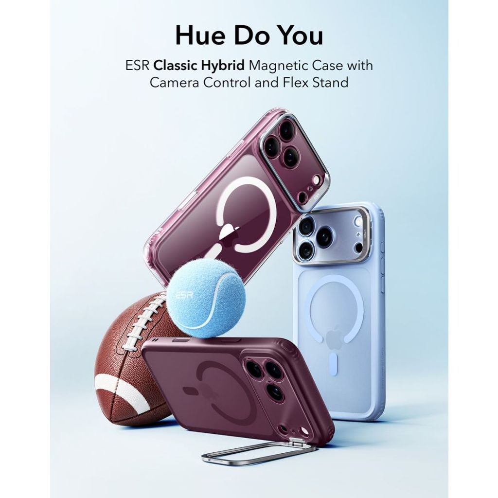 ESR Classic Hybrid Kickstand MagSafe Cover till iPhone 18 Pro/17 Pro - Dark Cherry