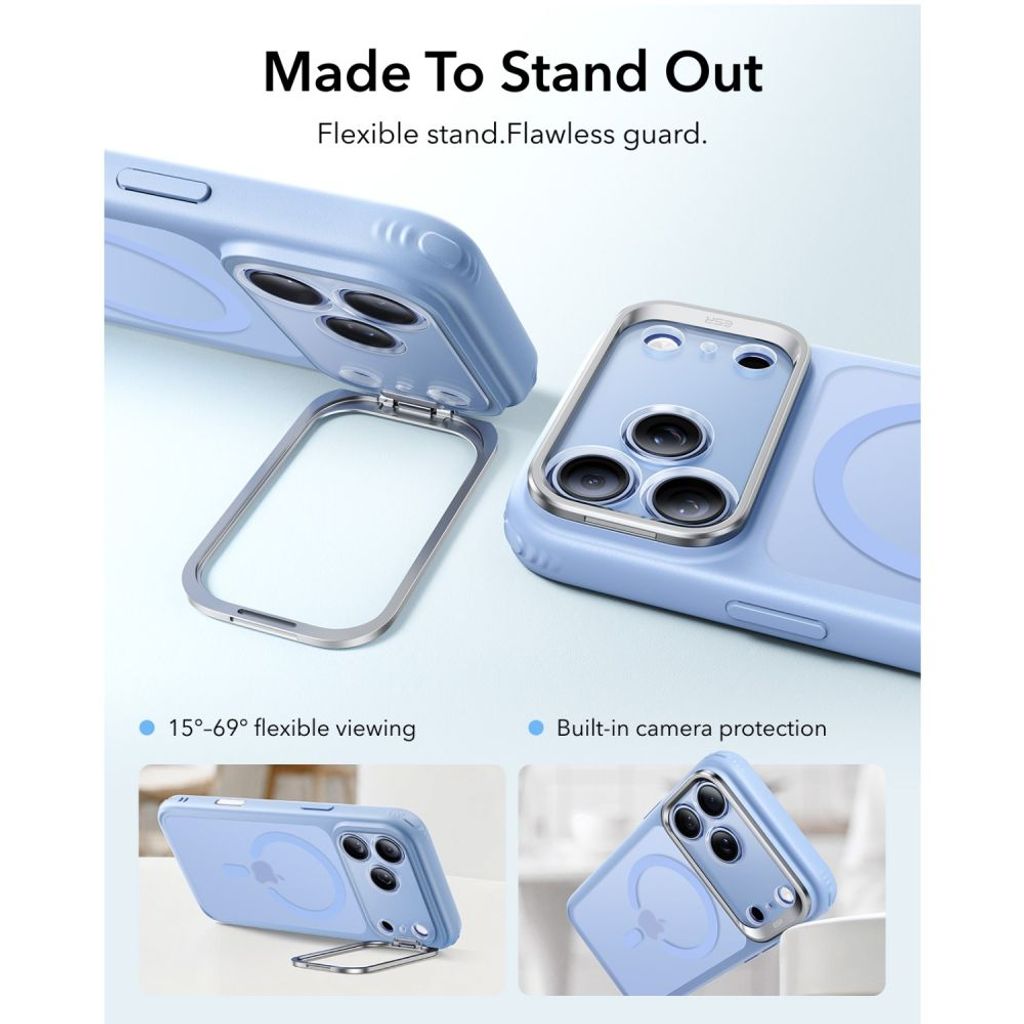 ESR Classic Hybrid Kickstand MagSafe -kuori till iPhone 18 Pro/17 Pro - Vaaleansininen