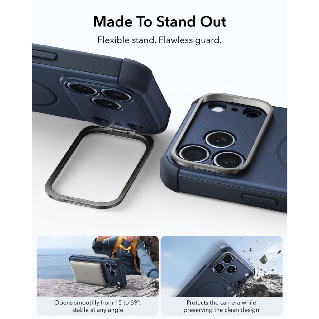 ESR Cyber Tough Kickstand MagSafe -kuori till iPhone 18 Pro/17 Pro - Sininen