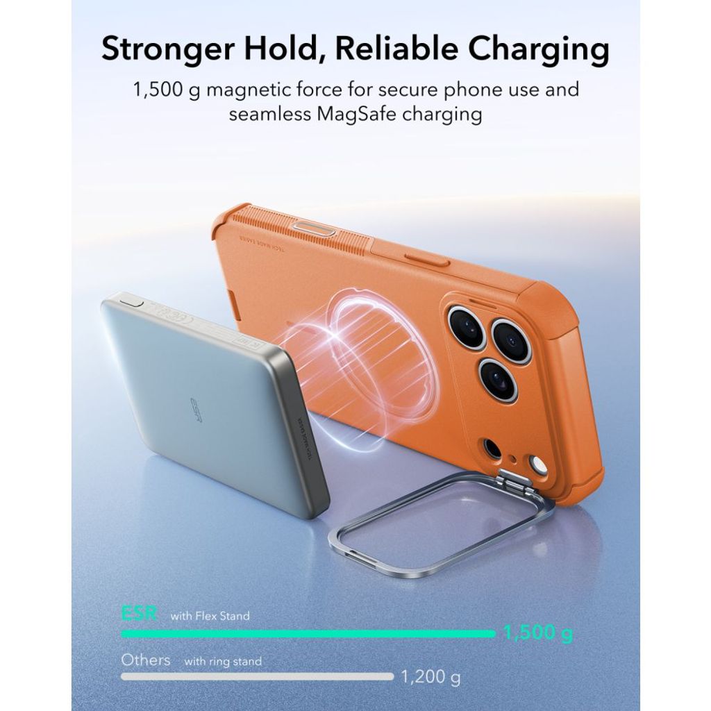 ESR Cyber Tough Kickstand MagSafe -kuori till iPhone 18 Pro/17 Pro - Oranssi