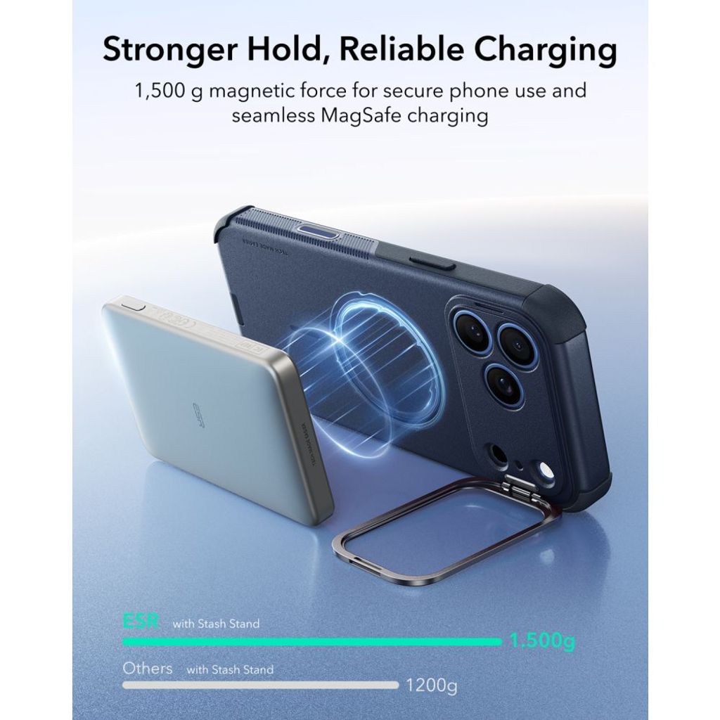 ESR Cyber Tough Kickstand MagSafe -kuori till iPhone 18 Pro Max/17 Pro Max - Sininen
