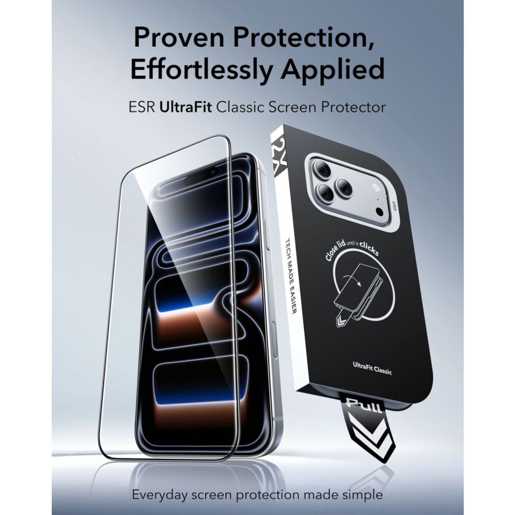 ESR UltraFit Classic Skjermbeskytter 2-paking till iPhone 18 Pro Max/17 Pro Max