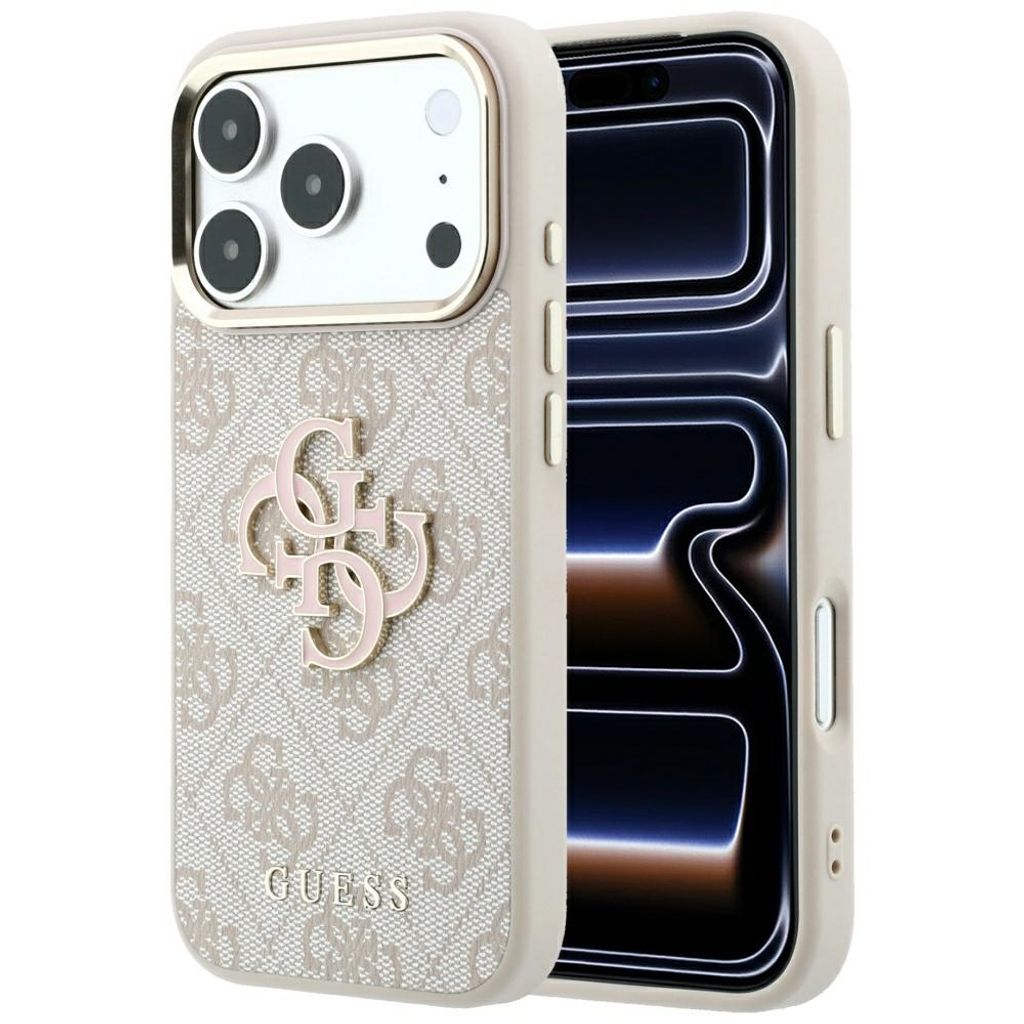 Guess 4G Big Resin Logo -kuori  iPhone 17 Pro Max/18 Pro Max:lle - Vaaleanpunainen