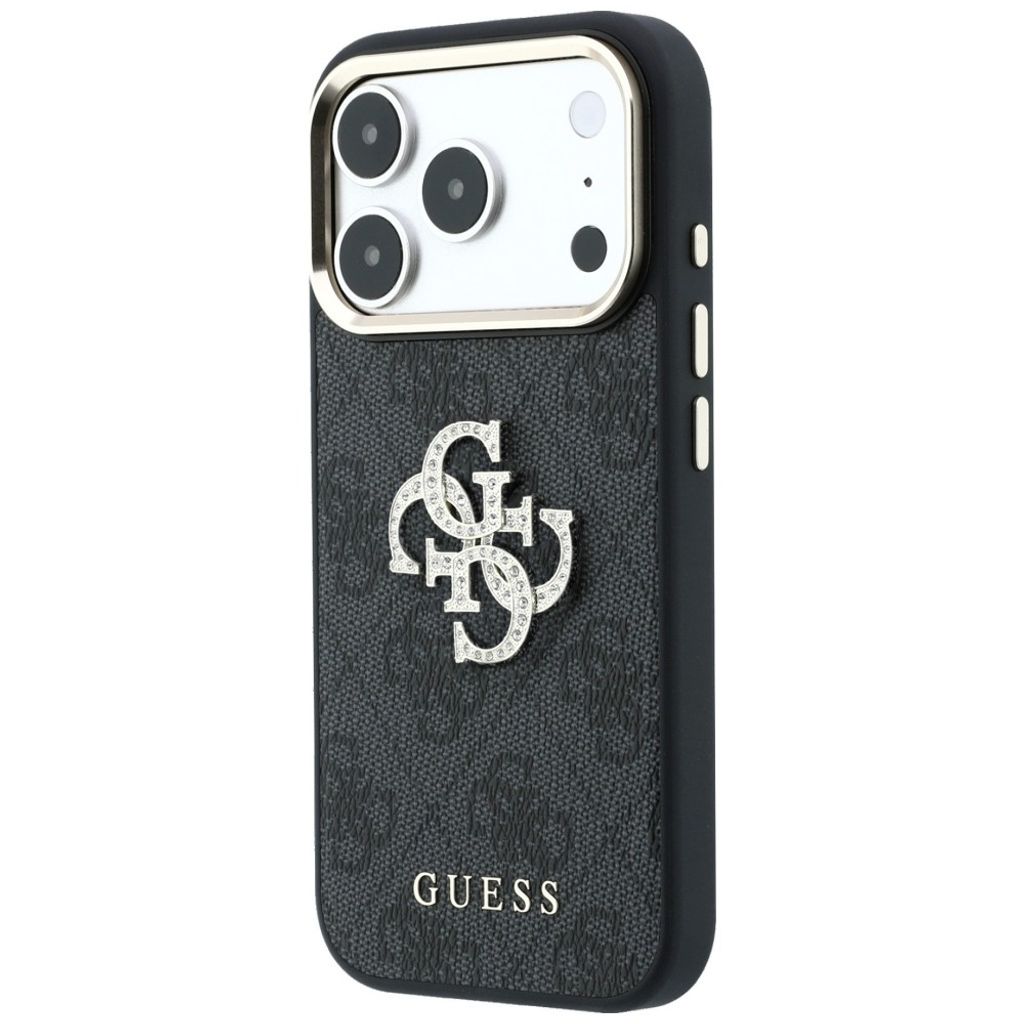 Guess 4G Big Resin Logo -kuori iPhone 17 Pro Max/18 Pro Max:lle - Musta