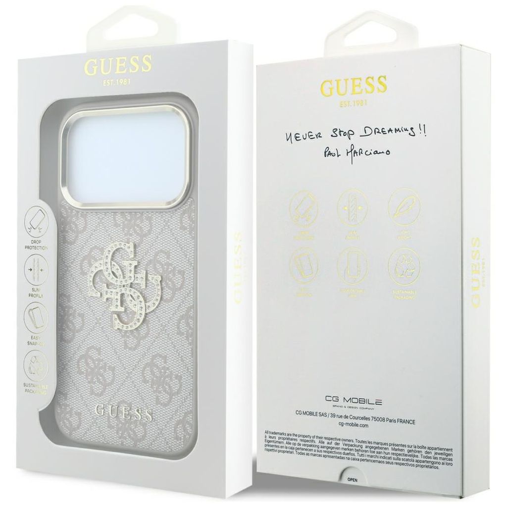 Guess 4G Big Resin Logo -kuori  iPhone 17 Pro/18 Pro:lle - Vaaleanpunainen