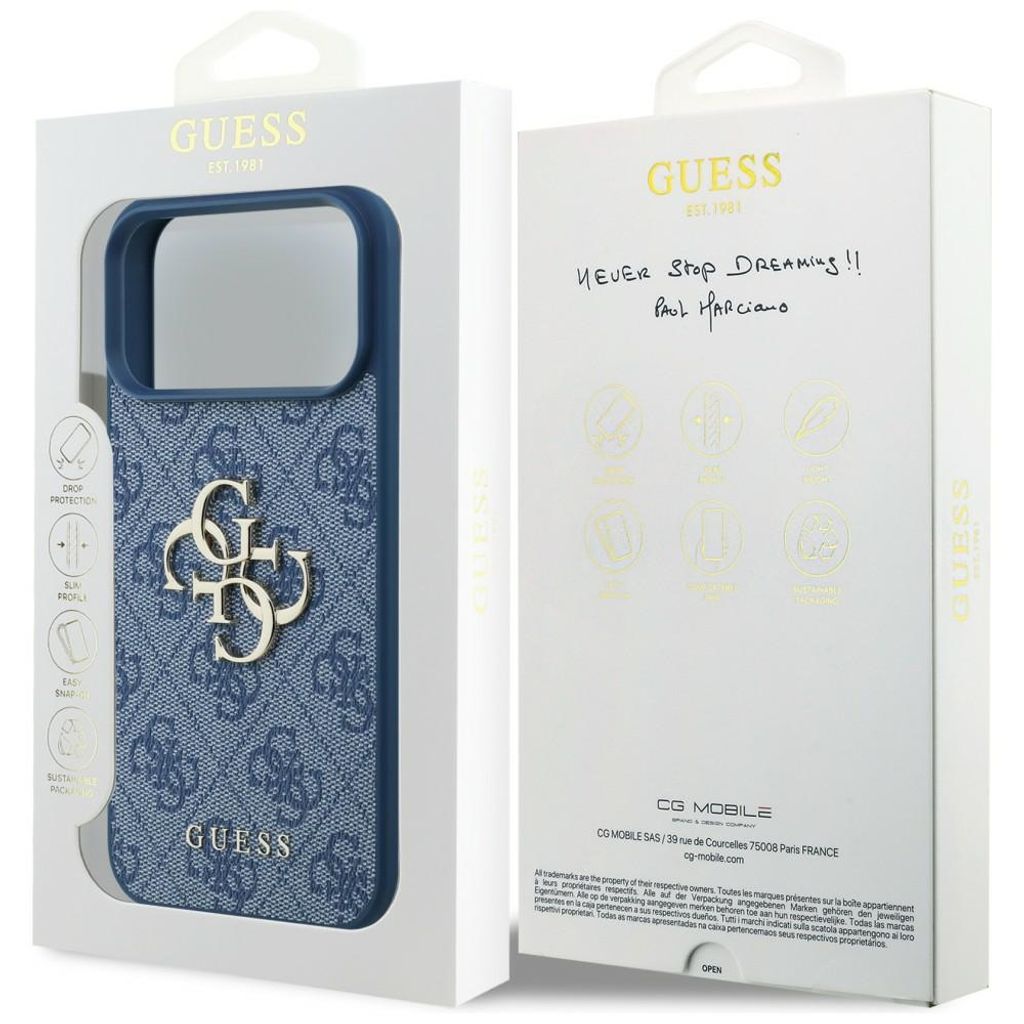 Guess 4G Big Logo -kuori  iPhone 17 Pro Max/18 Pro Max:lle - Sininen