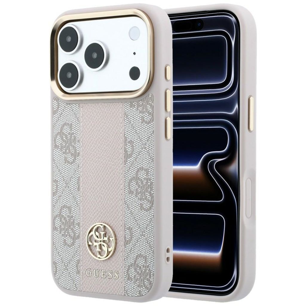 Guess 4G Stripe Classic Logo MagSafe -kuori  iPhone 17 Pro/18 Pro:lle - Vaaleanpunainen
