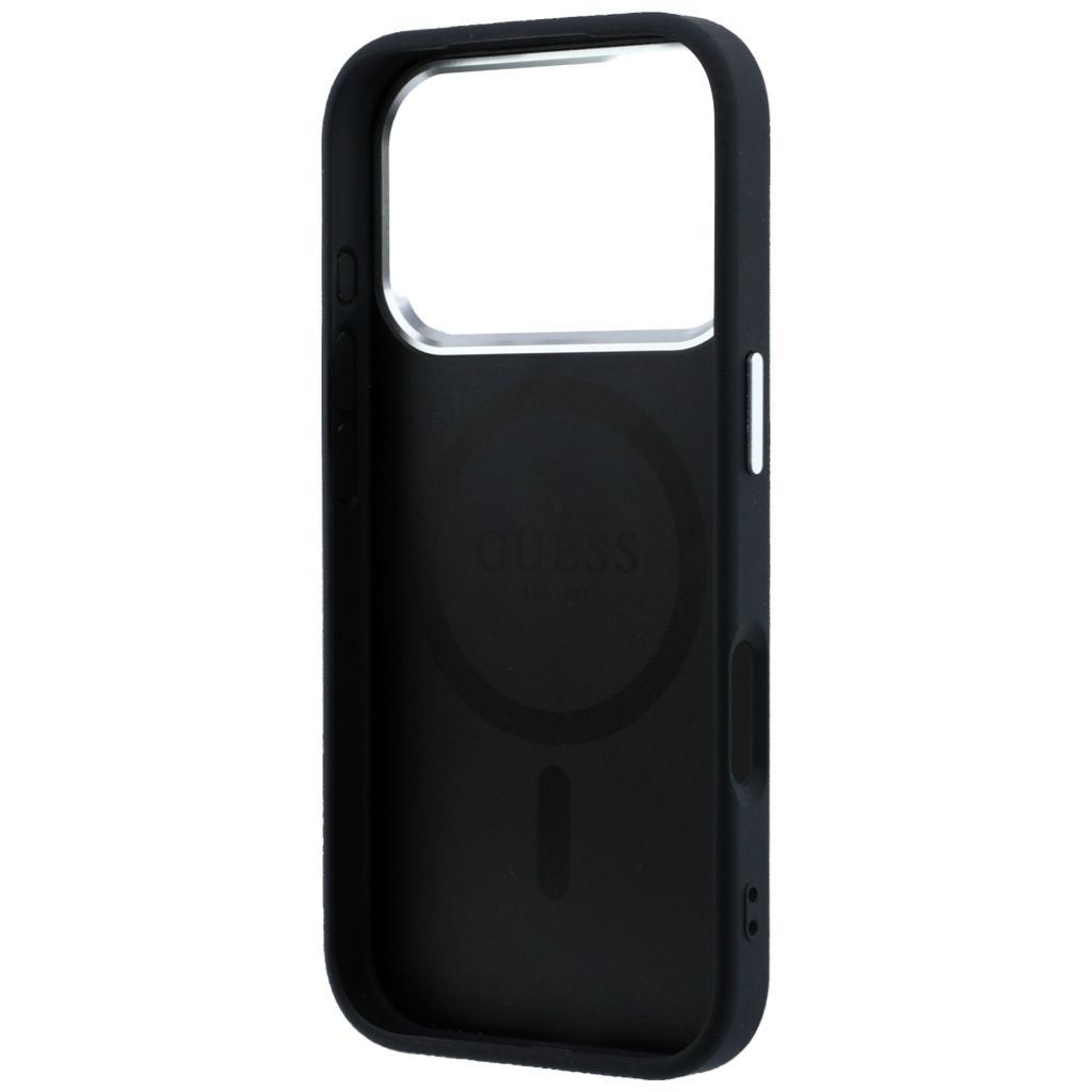 Guess Grained Triangle Logo MagSafe -kuori iPhone 17 Pro/18 Pro:lle - Musta