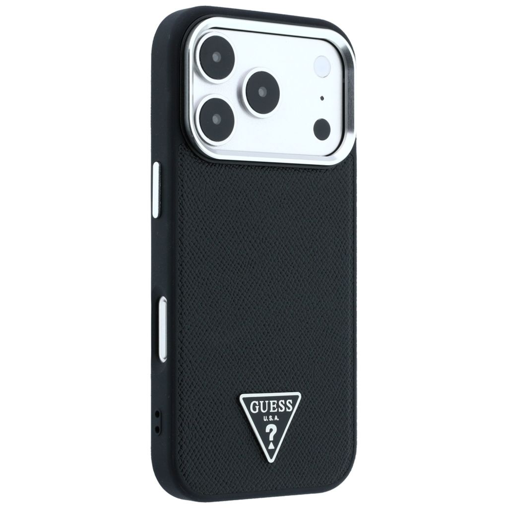 Guess Grained Triangle Logo MagSafe -kuori iPhone 17 Pro/18 Pro:lle - Musta