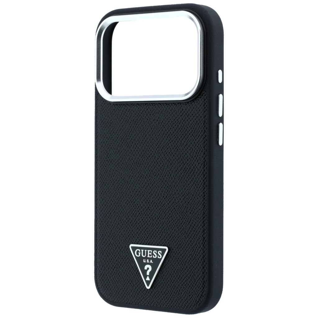 Guess Grained Triangle Logo MagSafe -kuori iPhone 17 Pro/18 Pro:lle - Musta