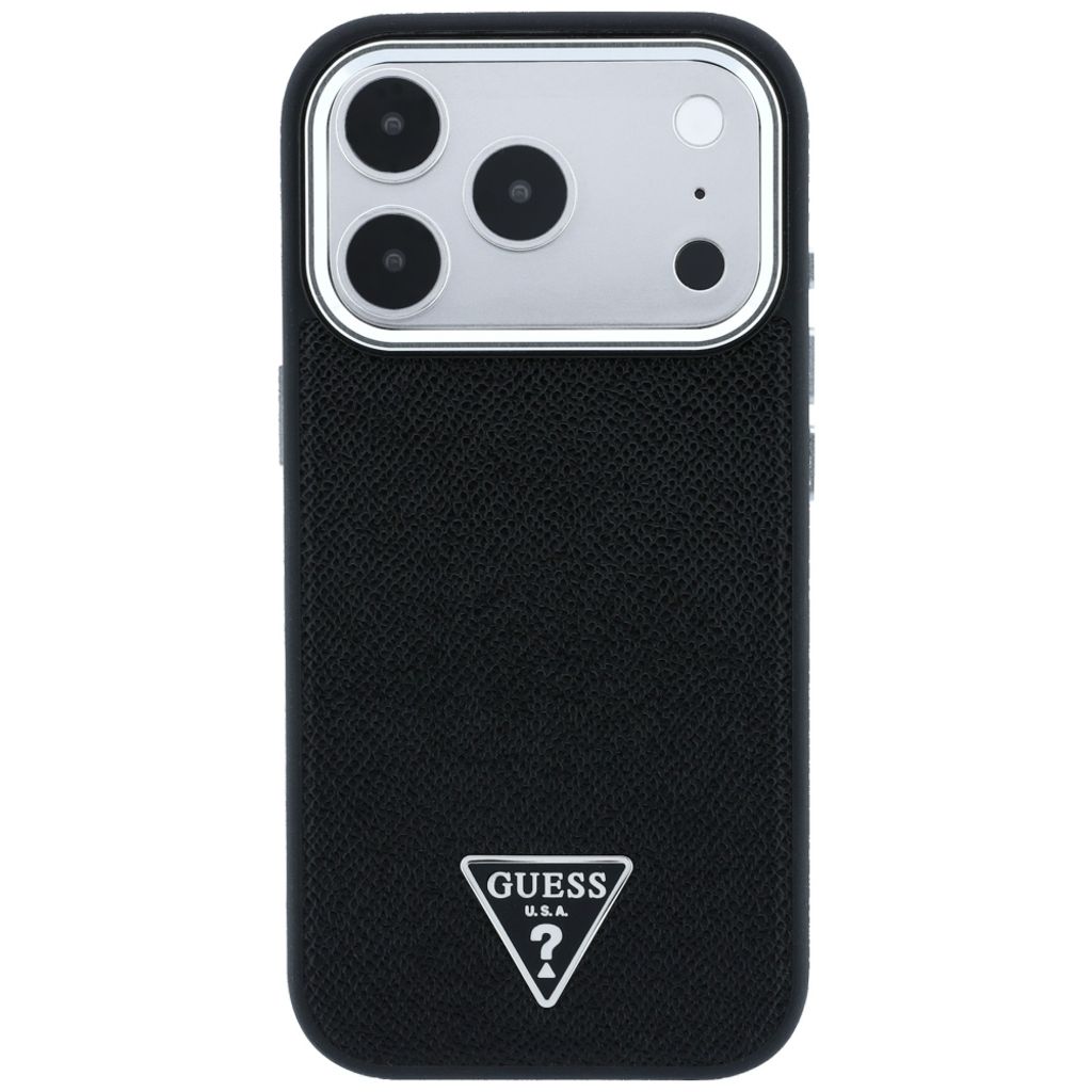 Guess Grained Triangle Logo MagSafe -kuori iPhone 17 Pro Max/18 Pro Max:lle - Musta