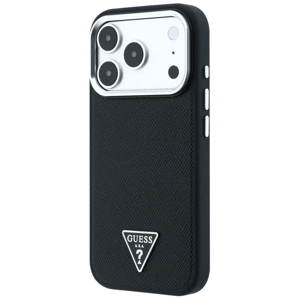 Guess Grained Triangle Logo MagSafe -kuori iPhone 17 Pro Max/18 Pro Max:lle - Musta