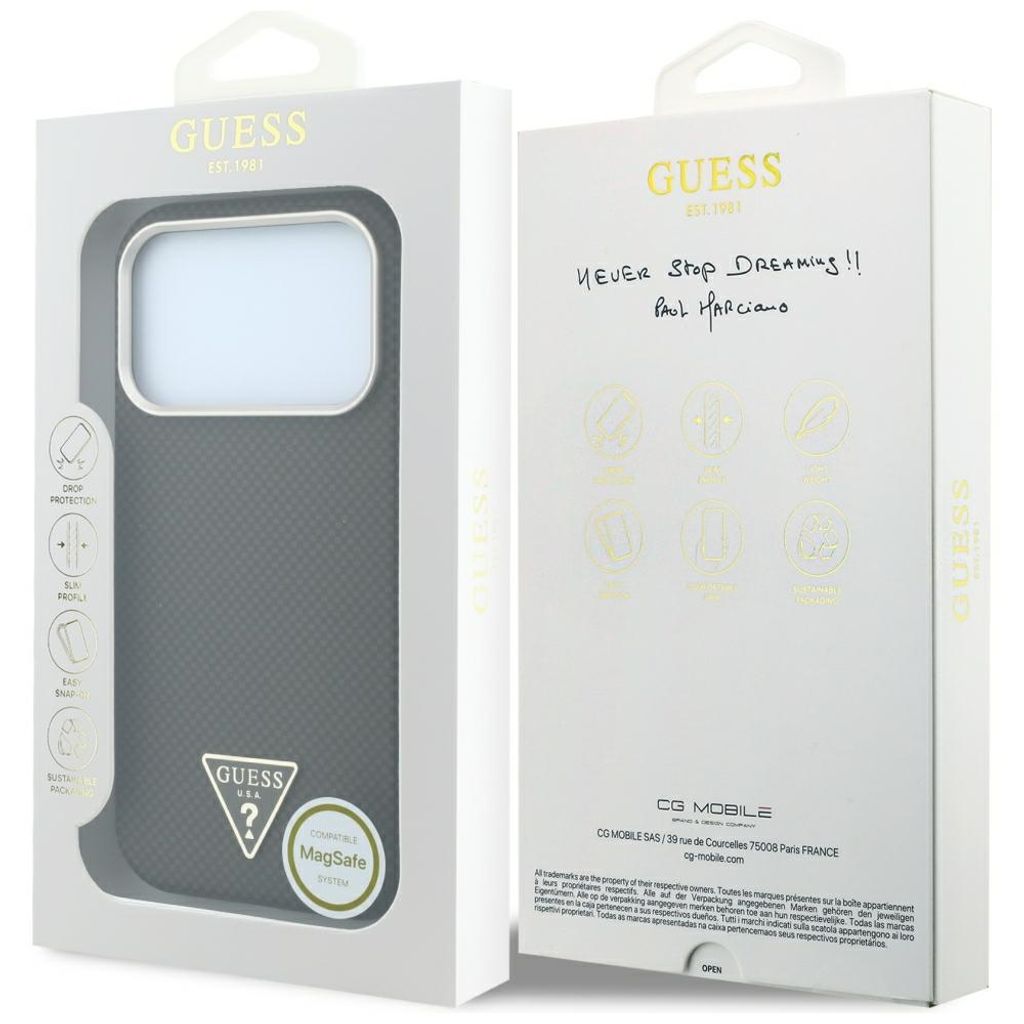 Guess Kevlar Triangle Logo MagSafe -kuori iPhone 17 Pro/18 Pro:lle - Ruskea