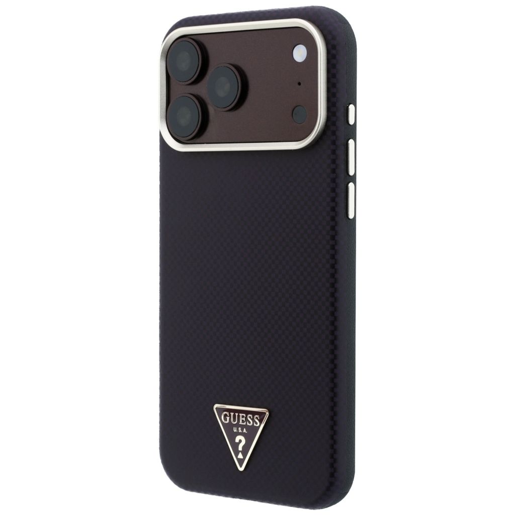 Guess Kevlar Triangle Logo MagSafe -kuori iPhone 17 Pro/18 Pro:lle - Burgundi