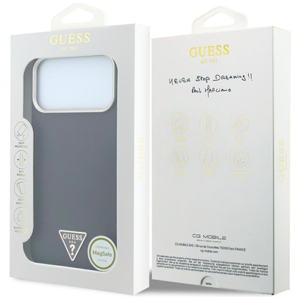 Guess Kevlar Triangle Logo MagSafe -kuori iPhone 17 Pro/18 Pro:lle - Burgundi