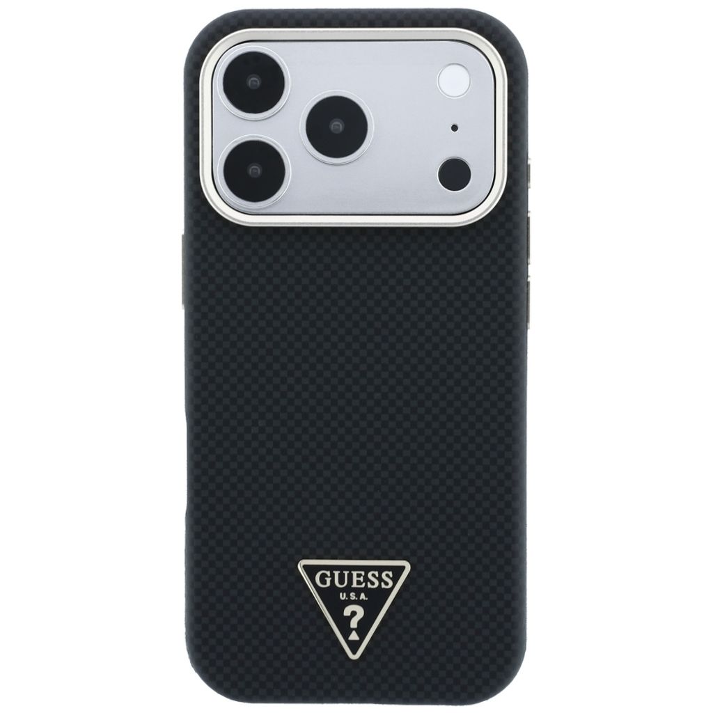 Guess Kevlar Triangle Logo MagSafe -kuori iPhone 17 Pro/18 Pro:lle - Musta