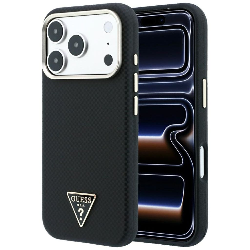 Guess Kevlar Triangle Logo MagSafe -kuori iPhone 17 Pro/18 Pro:lle - Musta