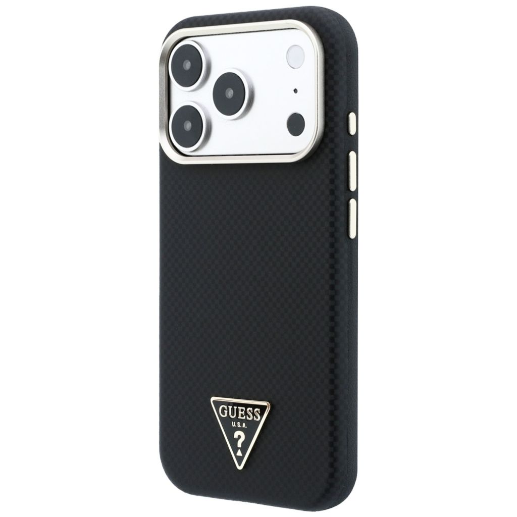 Guess Kevlar Triangle Logo MagSafe -kuori iPhone 17 Pro/18 Pro:lle - Musta