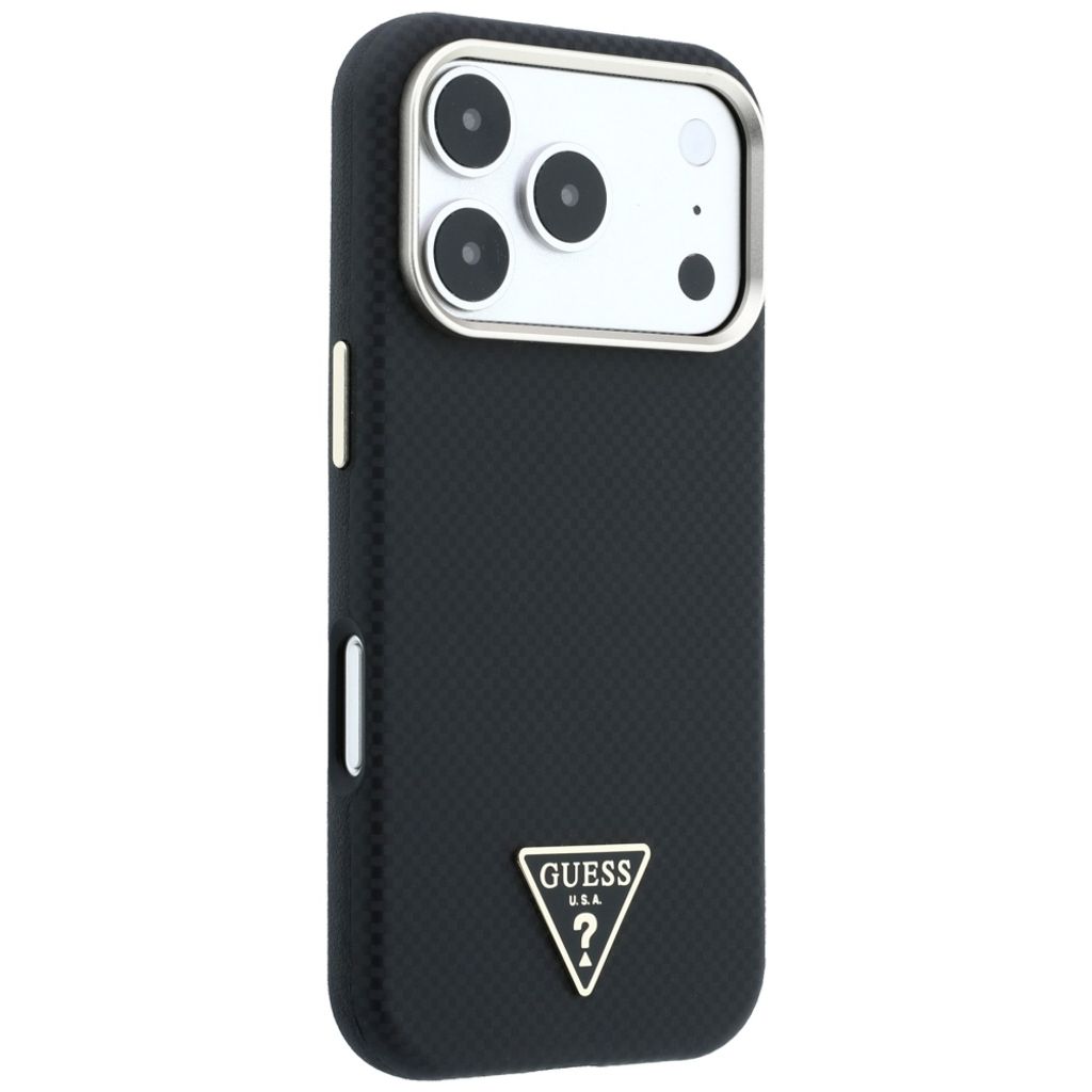 Guess Kevlar Triangle Logo MagSafe -kuori iPhone 17 Pro/18 Pro:lle - Musta