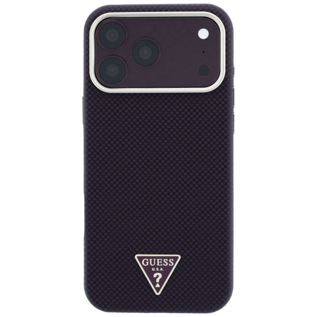 Guess Kevlar Triangle Logo MagSafe -kuori iPhone 17 Pro Max/18 Pro Max:lle - Burgundi